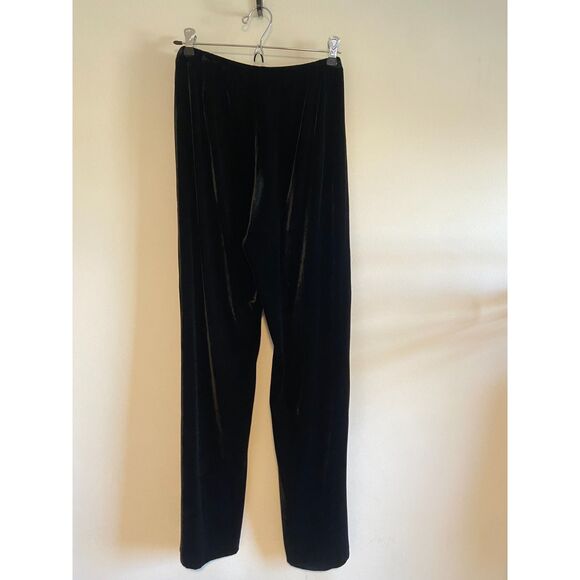 Eileen Fisher Black Velvet Pants SILK Blend SIZE MEDIUM  Straight Wide-Leg - Picture 1 of 6